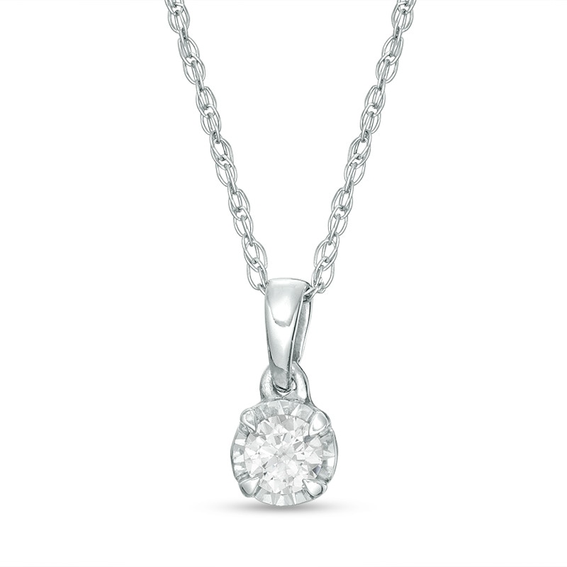 Main Image 1 of Previously Owned - 1/10 CT. Diamond Miracle Solitaire Pendant in Sterling Silver