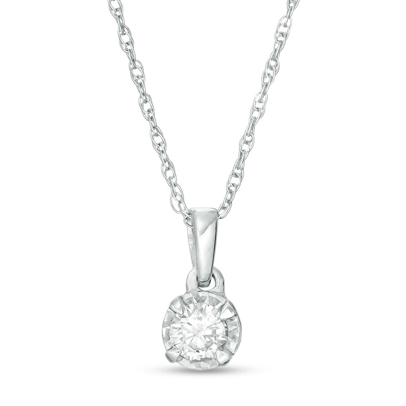 Main Image 1 of Previously Owned - 1/6 CT. Diamond Solitaire Pendant in Sterling Silver