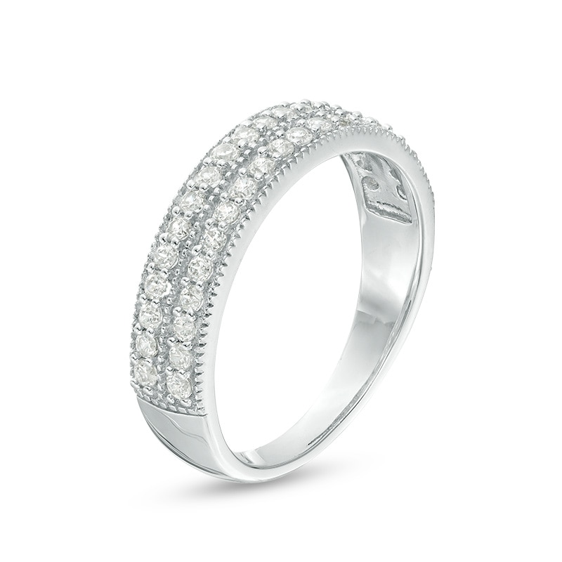 Main Image 3 of Previously Owned - 3/8 CT. T.W. Diamond Double Row Vintage-Style Band in 10K White Gold