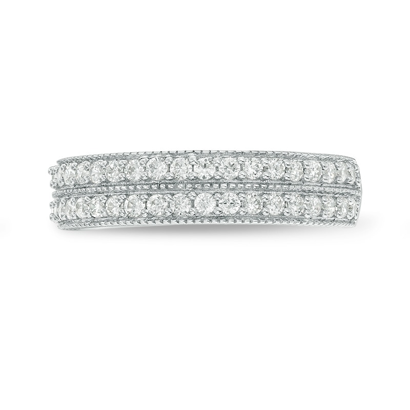 Main Image 4 of Previously Owned - 3/8 CT. T.W. Diamond Double Row Vintage-Style Band in 10K White Gold