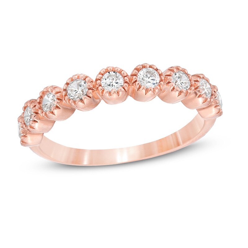 Main Image 1 of Previously Owned - 1/2 CT. T.W. Diamond Vintage-Style Nine Stone Anniversary Band in 10K Rose Gold