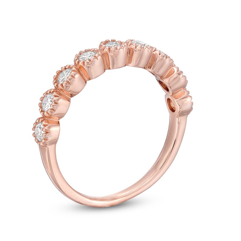 Main Image 3 of Previously Owned - 1/2 CT. T.W. Diamond Vintage-Style Nine Stone Anniversary Band in 10K Rose Gold