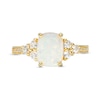 Thumbnail Image 3 of Previously Owned - Cushion-Cut Lab-Created Opal and White Topaz Tri-Sides Ring in Sterling Silver with 18K Gold Plate