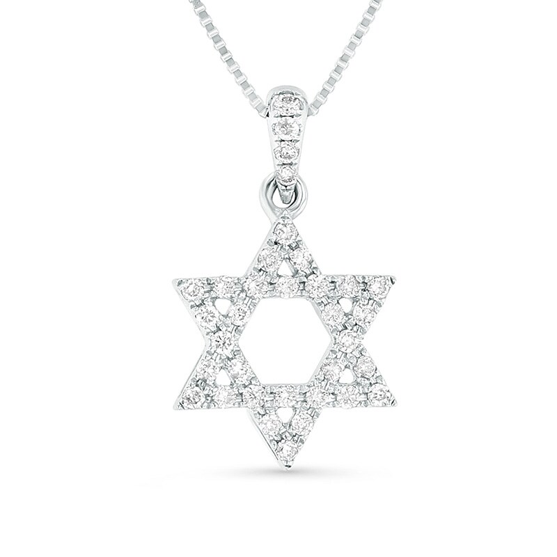 Main Image 1 of Previously Owned - 1/6 CT. T.W. Diamond Star of David Pendant in 18K White Gold