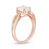 Thumbnail Image 2 of Previously Owned - Oval Lab-Created Opal and White Topaz Split Shank Ring in Sterling Silver with 18K Rose Gold Plate