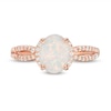 Thumbnail Image 3 of Previously Owned - Oval Lab-Created Opal and White Topaz Split Shank Ring in Sterling Silver with 18K Rose Gold Plate