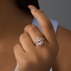 Thumbnail Image 2 of Previously Owned - Pear-Shaped Morganite and 1/3 CT. T.W. Diamond Double Frame Shield Ring in 10K Rose Gold
