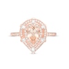 Thumbnail Image 4 of Previously Owned - Pear-Shaped Morganite and 1/3 CT. T.W. Diamond Double Frame Shield Ring in 10K Rose Gold