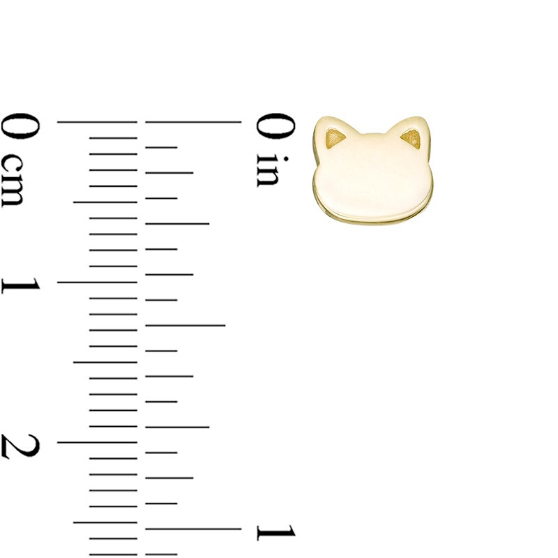 Main Image 3 of Previously Owned - Cat Face Silhouette Stud Earrings in 14K Gold