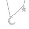 Thumbnail Image 1 of Previously Owned - 1/15 CT. T.W. Diamond Crescent Moon and Star Necklace in Sterling Silver