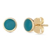 Thumbnail Image 1 of Previously Owned - Turquoise Enamel Round Stud Earrings in 14K Gold
