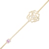 Thumbnail Image 1 of Previously Owned - 4.0mm Lab-Created Pink and White Sapphire Rose Anklet in 10K Gold - 10"