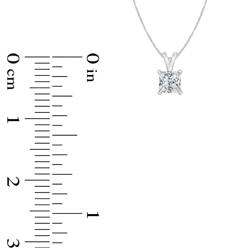 Main Image 2 of Previously Owned - 1/4 CT. Princess-Cut Diamond Solitaire Pendant in 14K White Gold