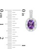 Thumbnail Image 1 of Previously Owned - Oval Amethyst and Lab-Created White Sapphire Frame Vintage-Style Drop Earrings in Sterling Silver