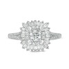 Thumbnail Image 4 of Previously Owned - 1 CT. T.W. Diamond Double Cushion Sunburst Frame Engagement Ring in 14K White Gold