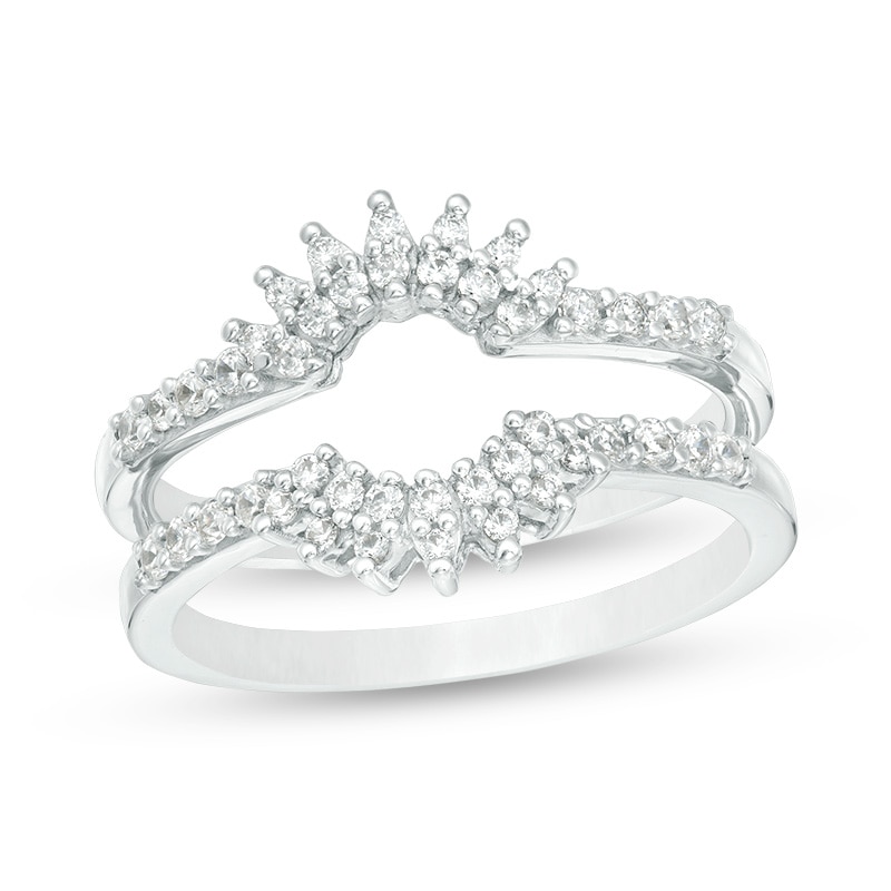 Main Image 1 of Previously Owned - 1/3 CT. T.W. Diamond Floral Ring Solitaire Enhancer in 10K White Gold