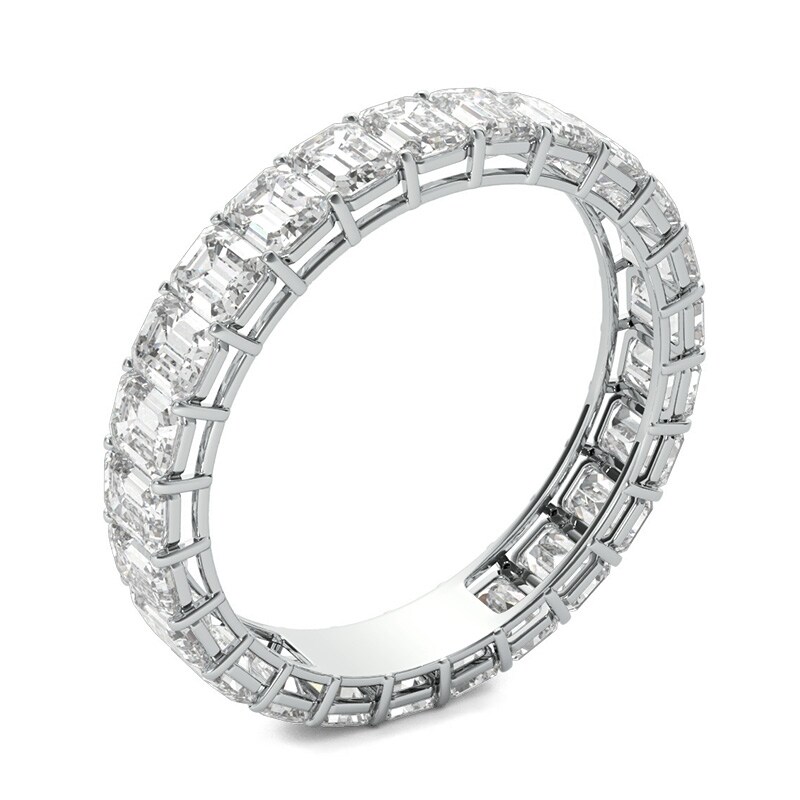 Main Image 2 of Previously Owned - 3 CT. T.W. Emerald-Cut Diamond Eternity Band in Platinum
