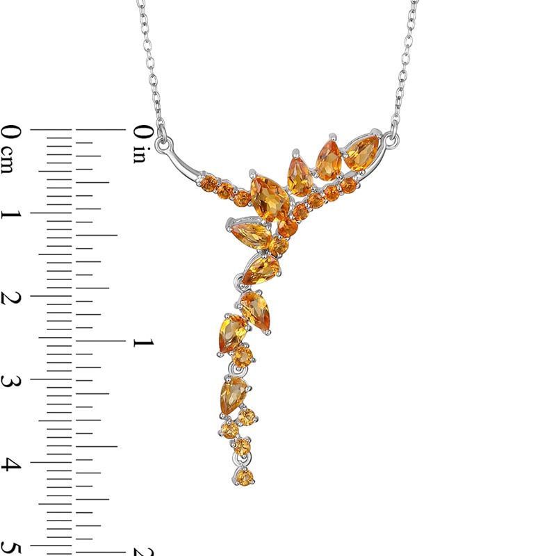 Main Image 2 of Previously Owned - Pear-Shaped and Round Madeira Citrine and Citrine Curved Cluster "Y" Necklace in Sterling Silver