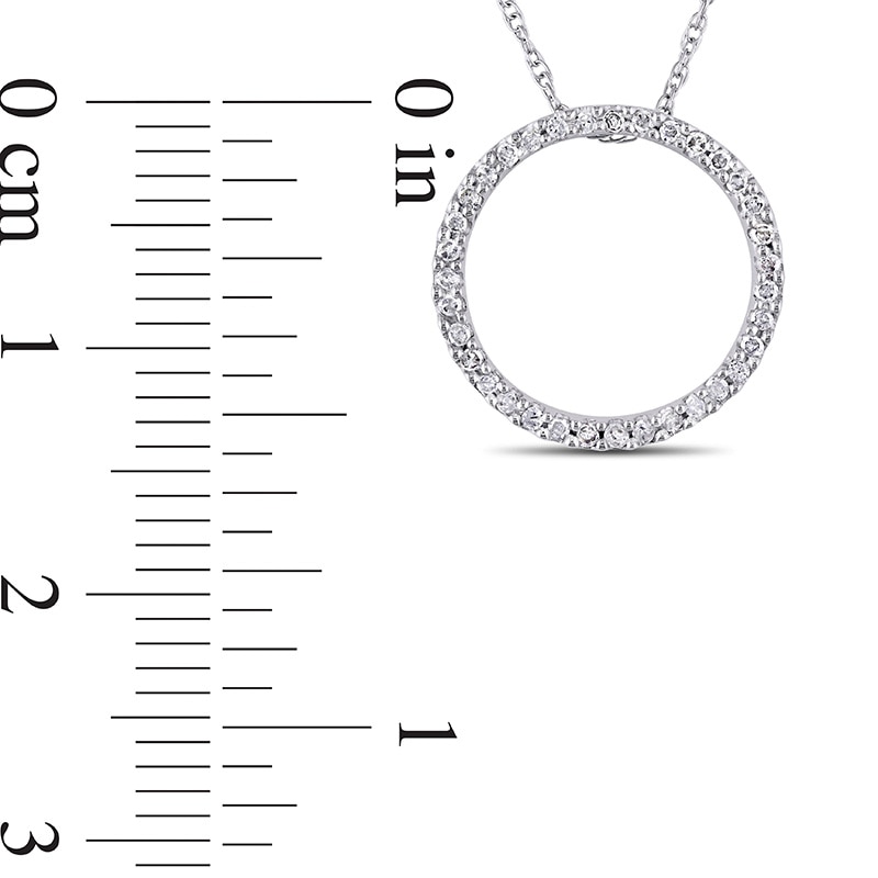 Previously Owned - 1/8 CT. T.W. Diamond Open Circle Pendant in 10K White Gold - 17"
