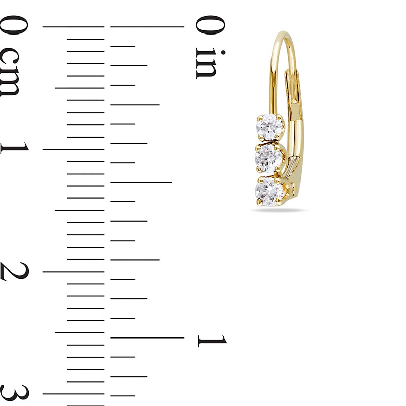 Main Image 3 of Previously Owned - 1/4 CT. T.W. Diamond Three Stone Drop Earrings in 14K Gold
