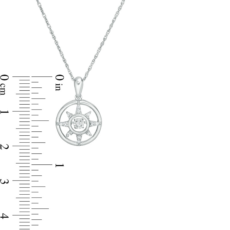 Main Image 3 of Previously Owned - 1/20 CT. T.W. Diamond Compass Pendant in Sterling Silver