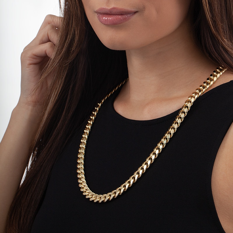Main Image 2 of Previously Owned - Men's 10.7mm Cuban Curb Chain Necklace in 14K Gold - 26"