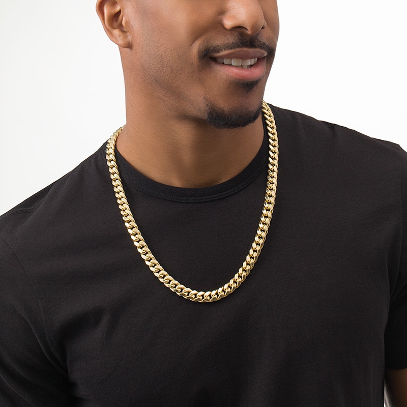 Main Image 3 of Previously Owned - Men's 10.7mm Cuban Curb Chain Necklace in 14K Gold - 26"