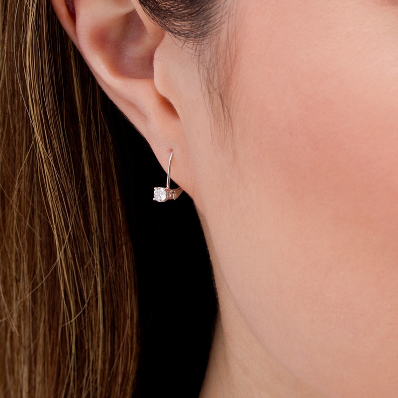 Main Image 2 of Previously Owned - 1/4 CT. T.W. Diamond Solitaire Drop Earrings in 14K White Gold (I/I3)