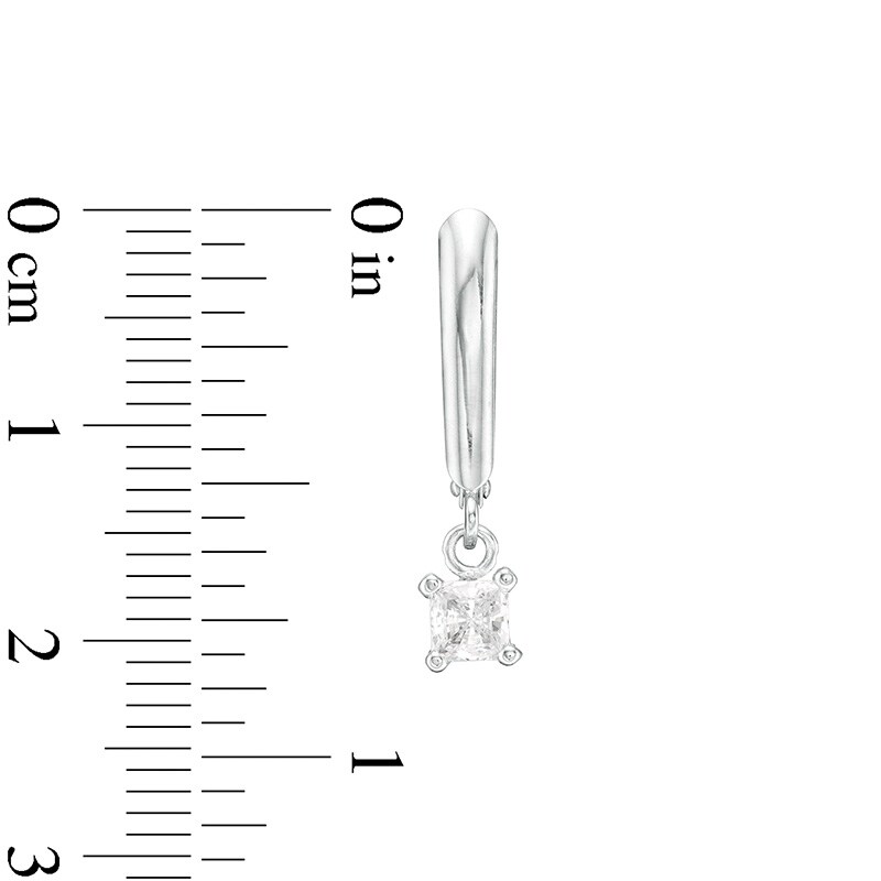 Main Image 2 of Previously Owned - 1/2 CT. T.W. Princess-Cut Diamond Solitaire Leverback Earrings in 14K White Gold (I/VS2)