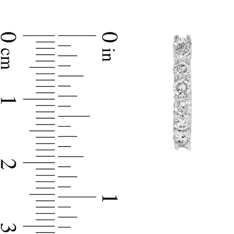 Main Image 2 of Previously Owned - 1 CT. T.W. Diamond Huggie Hoop Earrings in 14K White Gold