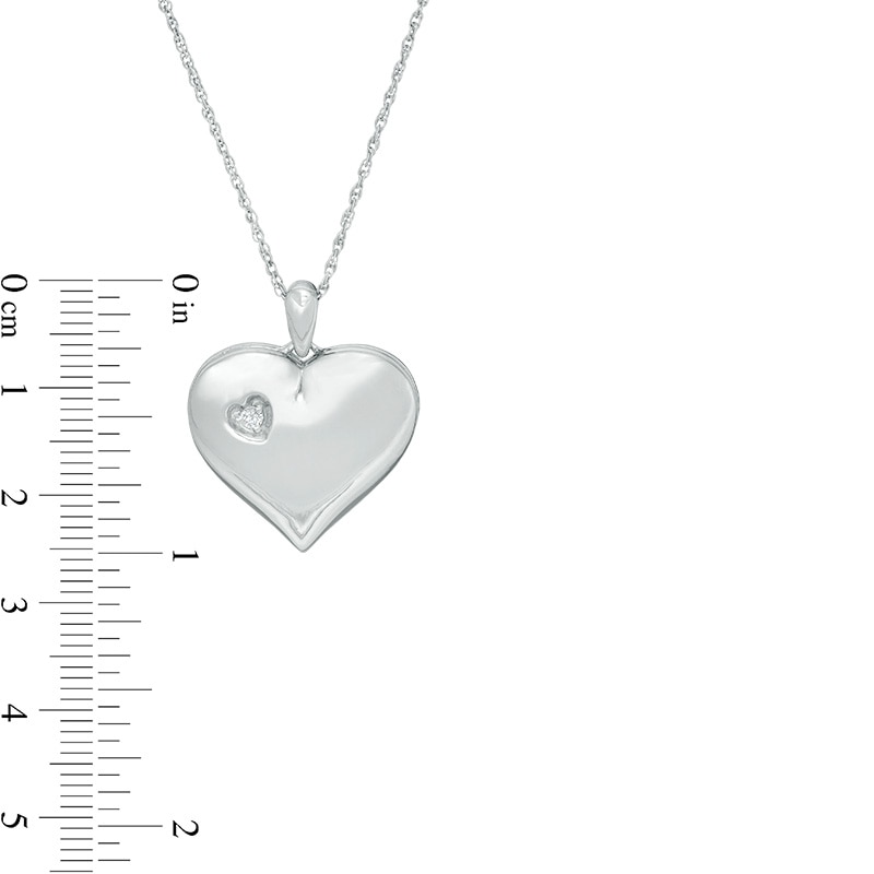 Main Image 4 of Previously Owned - Diamond Accent Double Heart Locket in Sterling Silver
