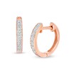 Thumbnail Image 1 of Previously Owned - 1/15 CT. T.W. Diamond Huggie Hoop Earrings in 14K Rose Gold