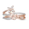 Thumbnail Image 4 of Previously Owned - 1/6 CT. T.W. Diamond Butterfly and Leaf Multi-Row Wrap Ring in 10K Rose Gold