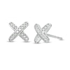 Thumbnail Image 1 of Previously Owned - 1/10 CT. T.W. Diamond "X" Stud Earrings in 10K White Gold