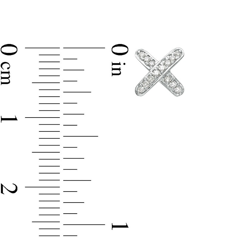 Main Image 3 of Previously Owned - 1/10 CT. T.W. Diamond "X" Stud Earrings in 10K White Gold