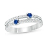 Thumbnail Image 0 of Previously Owned - Blue Sapphire and 1/3 CT. T.W. Diamond Double Row Orbit Ring in 14K White Gold