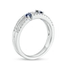 Thumbnail Image 2 of Previously Owned - Blue Sapphire and 1/3 CT. T.W. Diamond Double Row Orbit Ring in 14K White Gold
