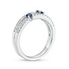 Thumbnail Image 2 of Previously Owned - Blue Sapphire and 1/3 CT. T.W. Diamond Double Row Orbit Ring in 14K White Gold
