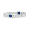 Thumbnail Image 3 of Previously Owned - Blue Sapphire and 1/3 CT. T.W. Diamond Double Row Orbit Ring in 14K White Gold