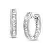 Thumbnail Image 1 of Previously Owned - 1/4 CT. T.W. Baguette Diamond Vintage-Style Hoop Earrings in 10K White Gold