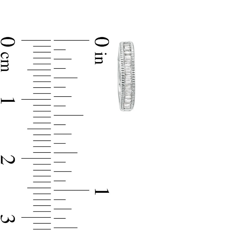 Main Image 3 of Previously Owned - 1/4 CT. T.W. Baguette Diamond Vintage-Style Hoop Earrings in 10K White Gold
