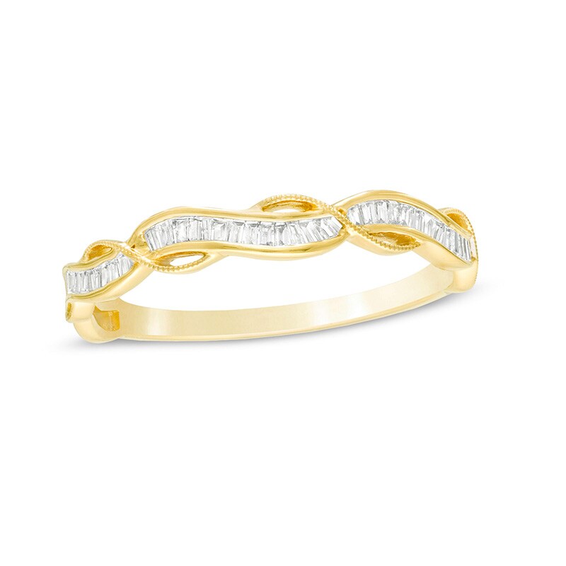 Main Image 1 of Previously Owned - 1/6 CT. T.W. Baguette Diamond Vintage-Style Twist Anniversary Band in 10K Gold