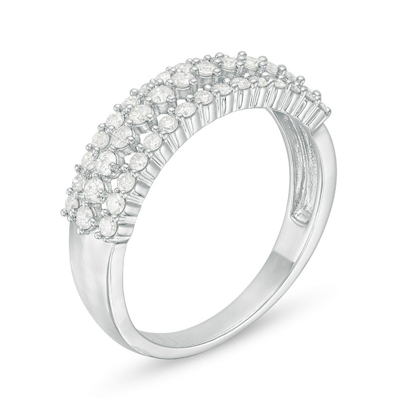 Main Image 3 of Previously Owned - 1/2 CT. T.W. Diamond Multi-Row Band in 10K White Gold