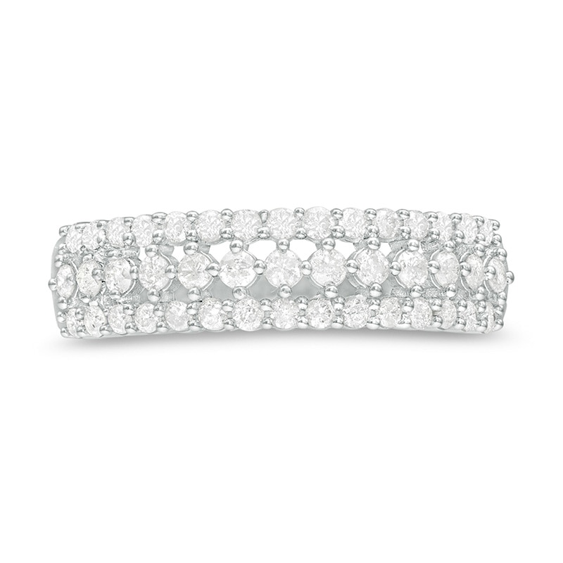 Main Image 4 of Previously Owned - 1/2 CT. T.W. Diamond Multi-Row Band in 10K White Gold