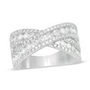 Thumbnail Image 1 of Previously Owned - 1-1/2 CT. T.W. Diamond Multi-Row Crossover Band in 10K White Gold