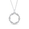 Thumbnail Image 1 of Previously Owned - 1/5 CT. T.W. Baguette and Round Diamond Circle Pendant in 10K White Gold