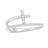 Thumbnail Image 1 of Previously Owned - 1/6 CT. T.W. Diamond Cross Split Shank Stacked Ring in 10K White Gold