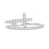 Thumbnail Image 3 of Previously Owned - 1/6 CT. T.W. Diamond Cross Split Shank Stacked Ring in 10K White Gold