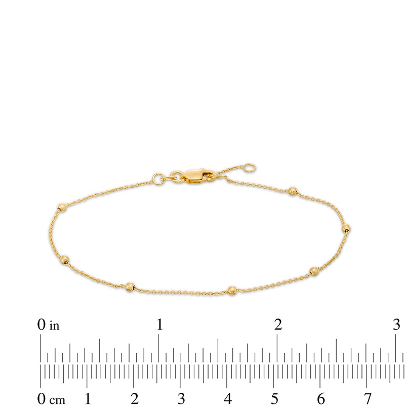 Main Image 2 of Previously Owned - 2.0mm Diamond-Cut Bead Station Bracelet in 14K Gold - 7.5"