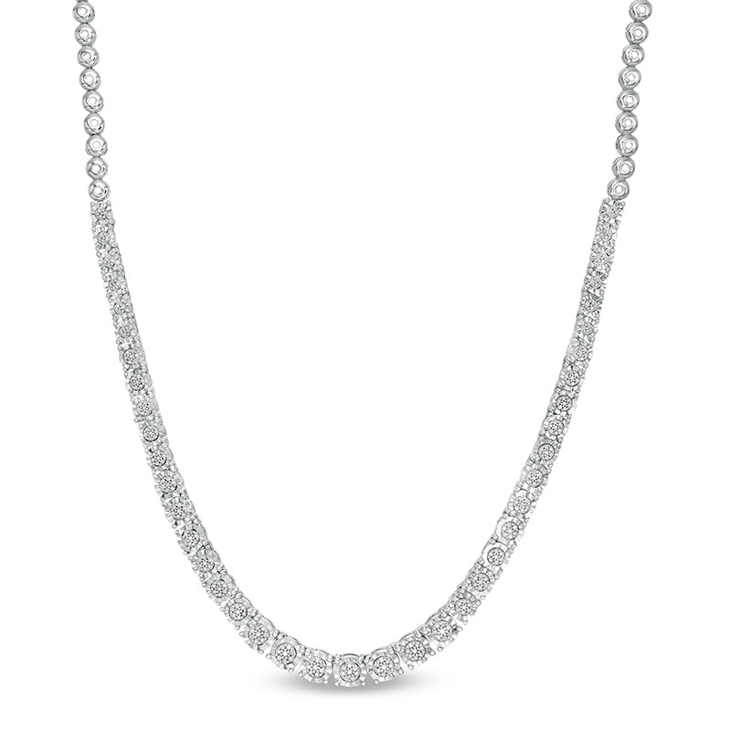 Main Image 1 of Previously Owned - 1/3 CT. T.W. Composite Diamond Graduated Tennis Necklace in Sterling Silver